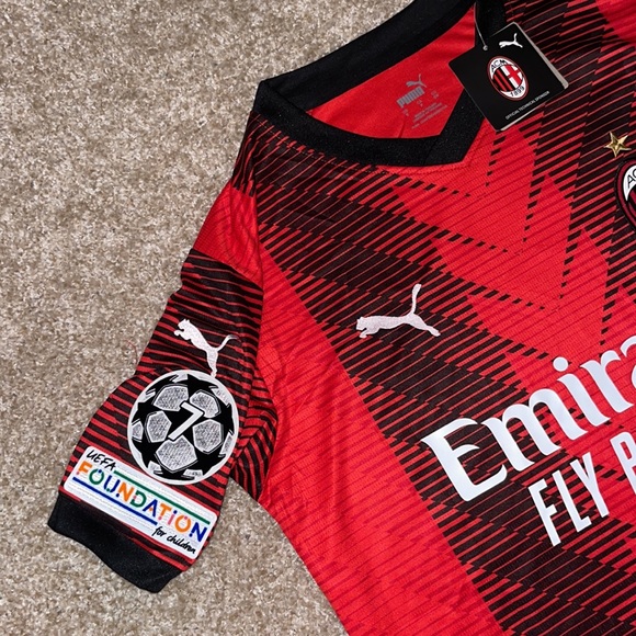 Puma AC Milan Rafael Leao 2023/2024 Men’s Home Soccer Jersey🆕 - Picture 7 of 10